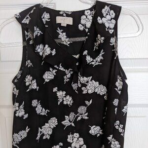 Black and white shear blouse